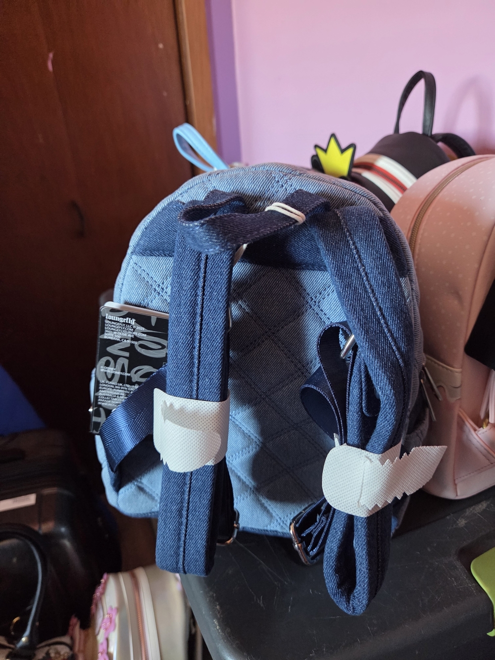 Disney Loungefly Lilo & Stitch Denim Mini Backpack - Blue - Picture 3 of 3